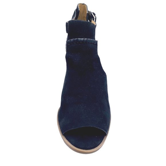 Jack Rogers Cameron Suede T-Strap Bootie Block Heel Open Toe Cut Out Black 10 - Picture 4 of 10